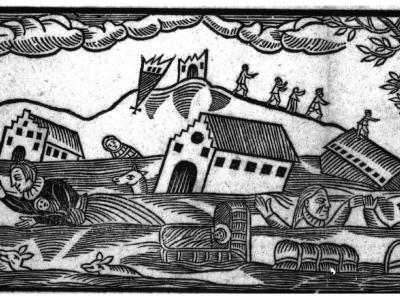 Afbildning af naturkatastrofe fra 1651