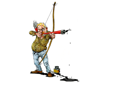 Tegnet selvportræt af Roald Als.