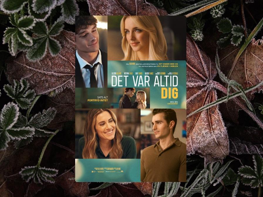 Plakat for filmen "Det var altid dig"" på en baggrund af efterårsblade. 