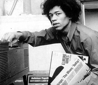 Jimi Hendrix finder naturligvis en Elmore James lp