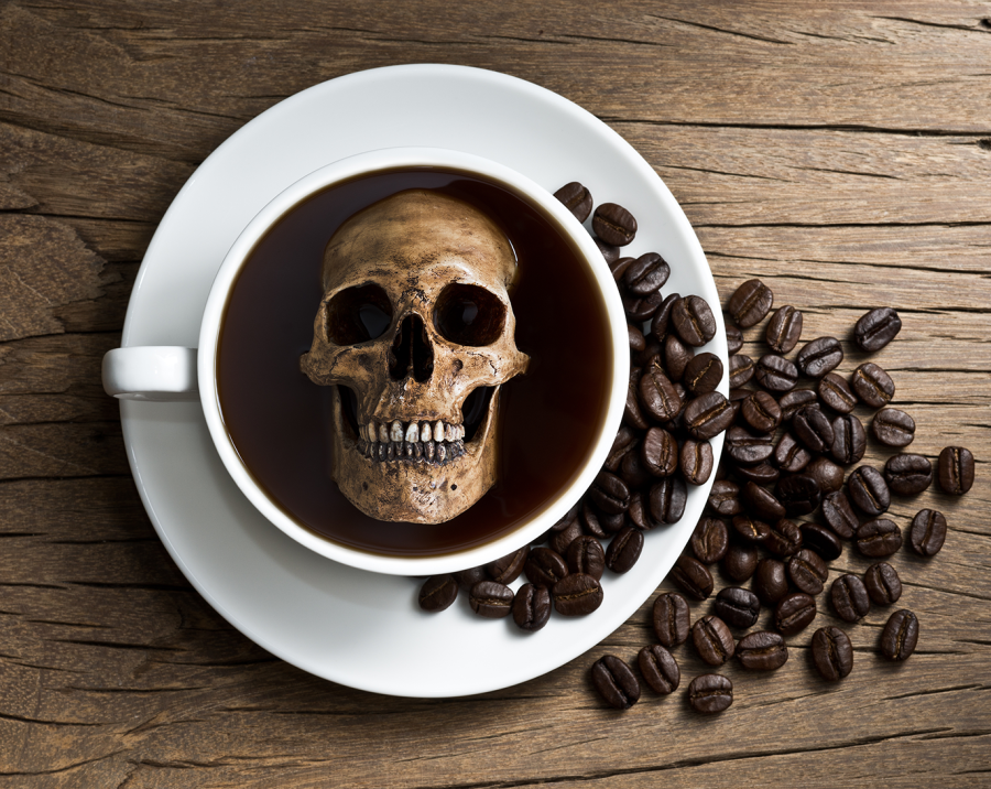 Kaffekop med kranie