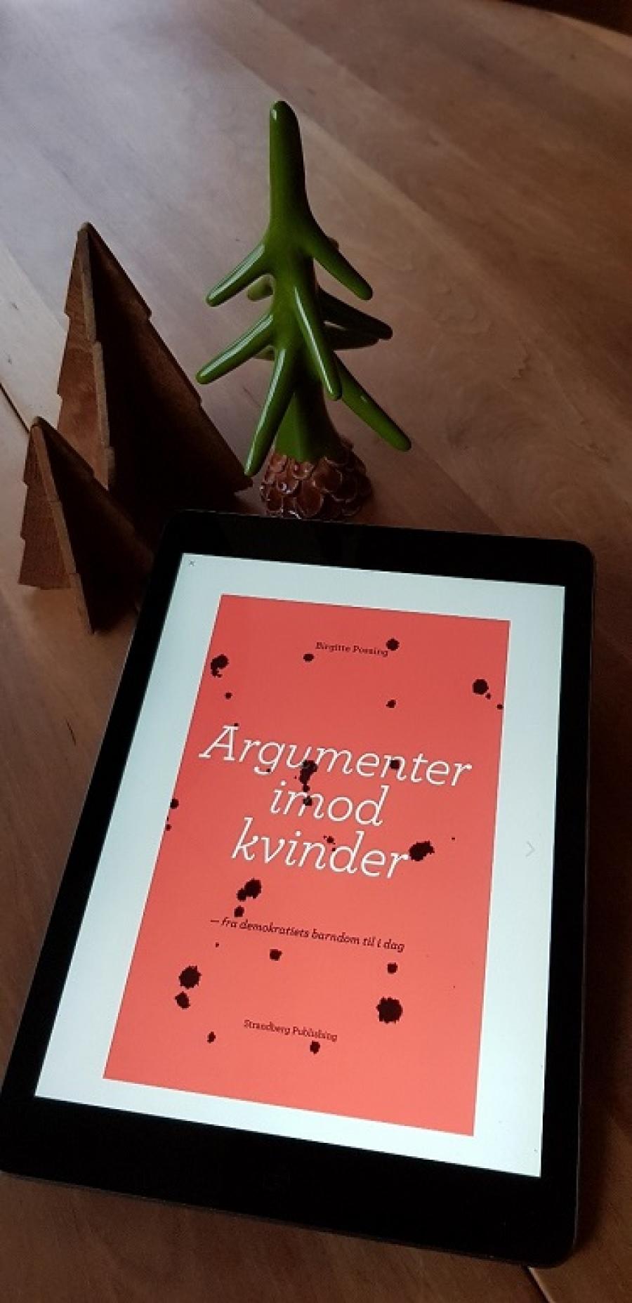 Foto af tablet med Birgitte Possings bog Argumenter imod kvinder