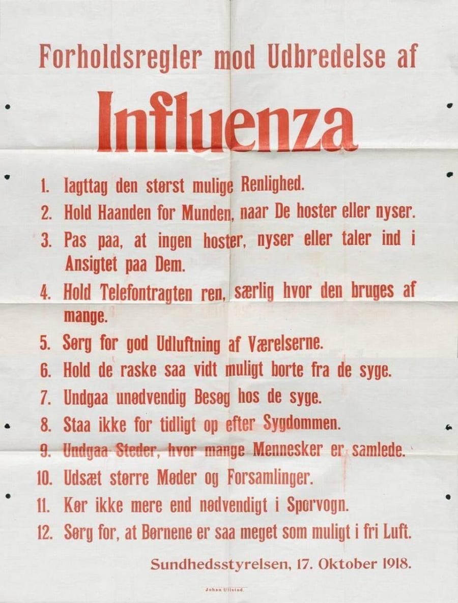 Plakat med forholdsregler mod influenza