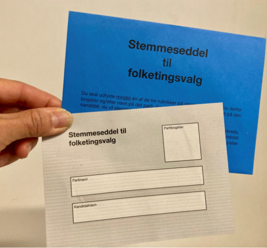 Billede af stemmesedler ved folketingsvalget 1. november 2022